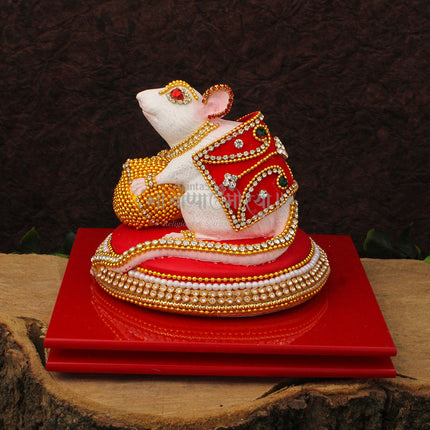 Mushak Idol for Ganpati Pooja | Ganeshji Mooshak/Mushakraj Figurine | Decorative Mouse Idol for Ganesh Chaturthi Decoration | Undir Mama Chuha Mooshik Vahana of Ganpati Statue