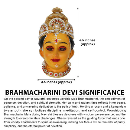 Brahmacharini Devi Face Idol – Second Form of Navdurga Tapasvini Durga/Yogini Devi Face Mukhavata for Puja & Home Altar