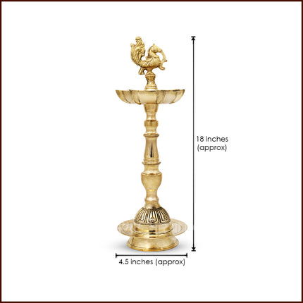 Nachiarkoil Kuthuvilakku  Mahabharat Samai / Samayi for Pooja with Mayur (Peacock) Brass Oil Lamp Diya for Pooja Traditional Deepak for Mandir Diwali Decoration (18 Inch Height )