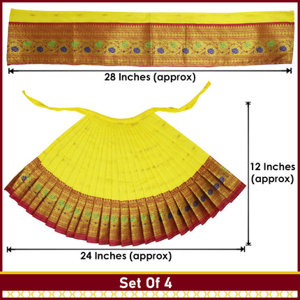 Maharani Devi Dress Poshak Vastra for Idol | Traditional Goddess Dress for Lakshmi Durga Ambabai Perfect for Navratri, Margashirsha, Varalaxmi Traditional Dress for Mata Rani Idol (12 Inch Poshak) (SET OF4)