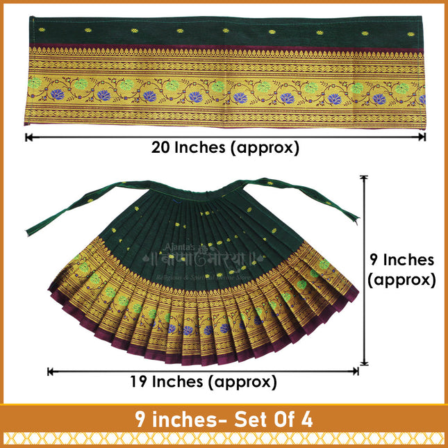 Maharani Devi Dress & Margashirsha Varalaxmi Devi Face | Traditional Mata Poshak for Mahalaxmi / Varalakshmi Pooja | Maharani Style Decorative Poshak for Home Temple & Festivals (Set Of 4) (7 Inch Poshak)