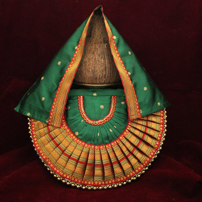 Kolhapuri Devi Rajnandini  Poshak with Sacred Ekvira Aai Face | Traditional Rajnandini Dress for Navratri & Margashirsh Puja (9 inch Poshak)