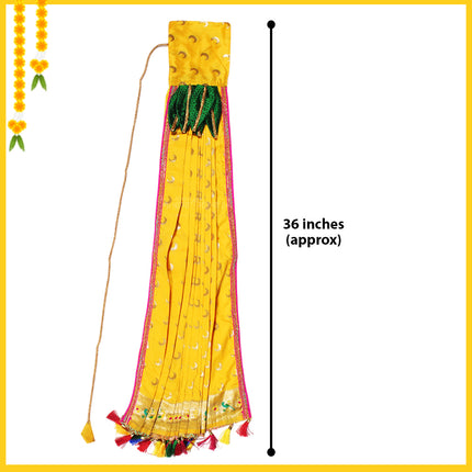 Chandrakore Design Gudi for Gudi Padwa Ugadi Vastra for Gudhi Padwa Festival Traditional Maharashtrian Gudi Cover Saree Cloth for GudiPadva | Readymade Ugadi & GudhiPadawa Decoration Pooja DécorTraditional Maharashtrian Festival Decoration (28 inch)