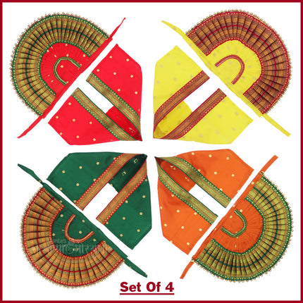 Margashirsha 4 Guruwar Kalash Dress Poshak – Set of 4 | Mata Devi Shringar Vastra for Lakshmi Pooja | Traditional Puja Kalash Dress (9 Inch)