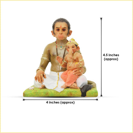 Aadhyanta Hanuman Ganesh Statue | Unique Combined Idol of Lord Ganesha & Hanuman | Fiber Resin Hand-Painted Murti for Home Temple & Office Decor