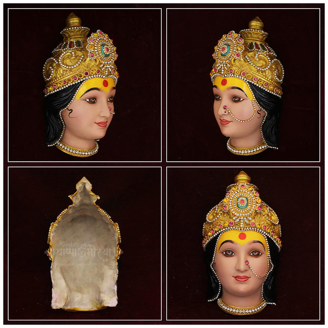 Mauli Mahalaxmi Face / Devi Mukha for Pooja & Temple Decoration | Mata Rani Face for Varalakshmi Puja, Navratri & Festive Mandir Decor