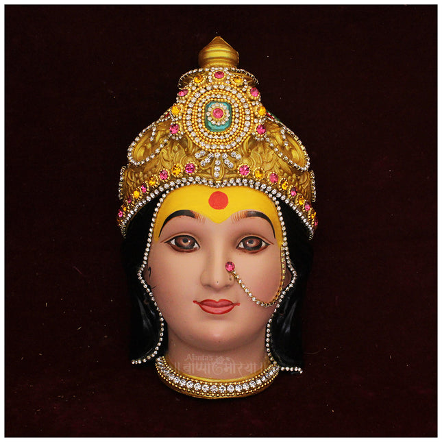 Mauli Mahalaxmi Face / Devi Mukha for Pooja & Temple Decoration | Mata Rani Face for Varalakshmi Puja, Navratri & Festive Mandir Decor
