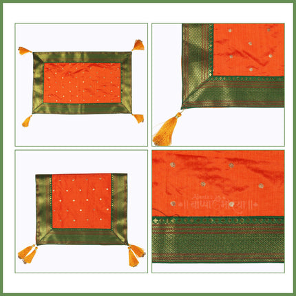 Traditional Paat Aasan Cloth देवघर सजावटीसाठी पारंपरिक पाट आसन  Daily Temple Worship & Puja (13 × 21 inches)