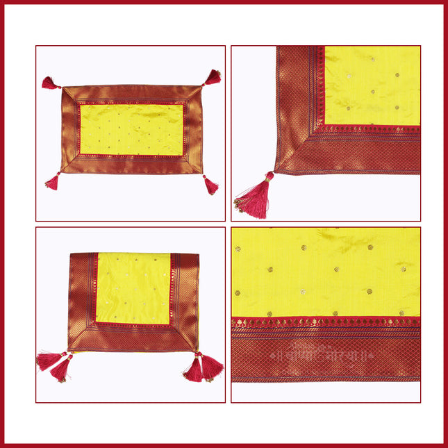 Traditional Paat Aasan Cloth | देवघर सजावटीसाठी पारंपरिक पाट आसन | Daily Temple Worship & Puja (13 × 21 inches)