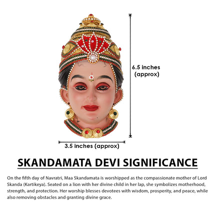 Skandamata Devi Face Idol – Fifth Form of Navdurga Padmasana Devi/Mother of Kartikeya Mukhavata for Puja