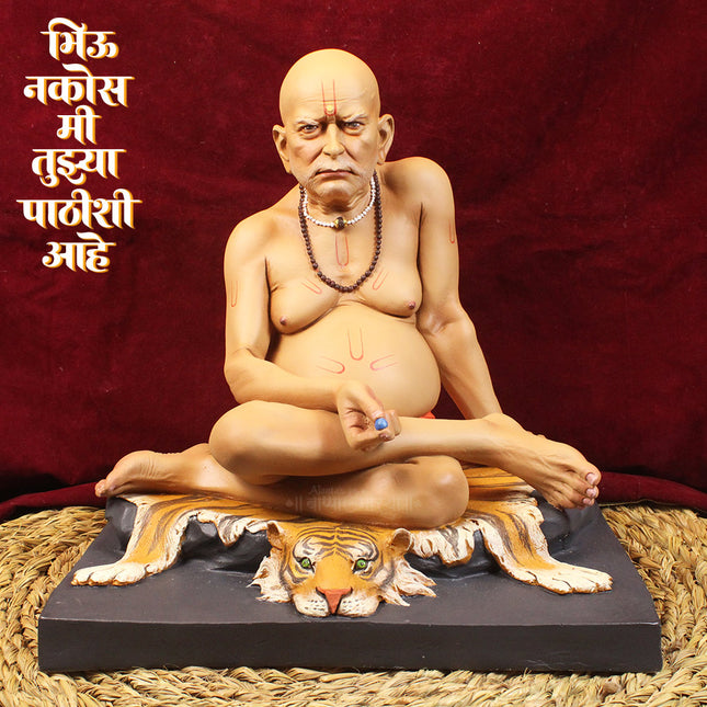 Rajadhiraj Yogiraj Shri Swami Samarth Maharaj Fiber Murti अनंतकोटी ब्रह्मांडनायक श्री स्वामी समर्थ Home Temple & Religious Décor(15 inches)