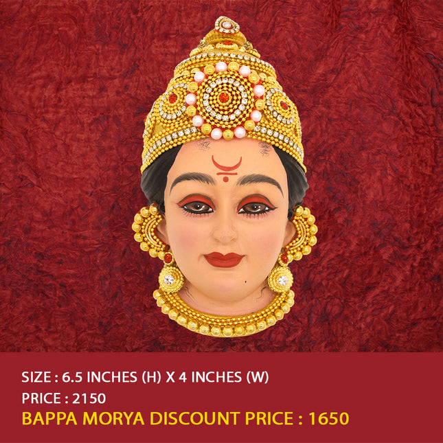 Mahalakshmi Varalakshmi Devi Face – Handcrafted Decorative Idol for Pooja & Festivals (6.5 x 4 Inches)