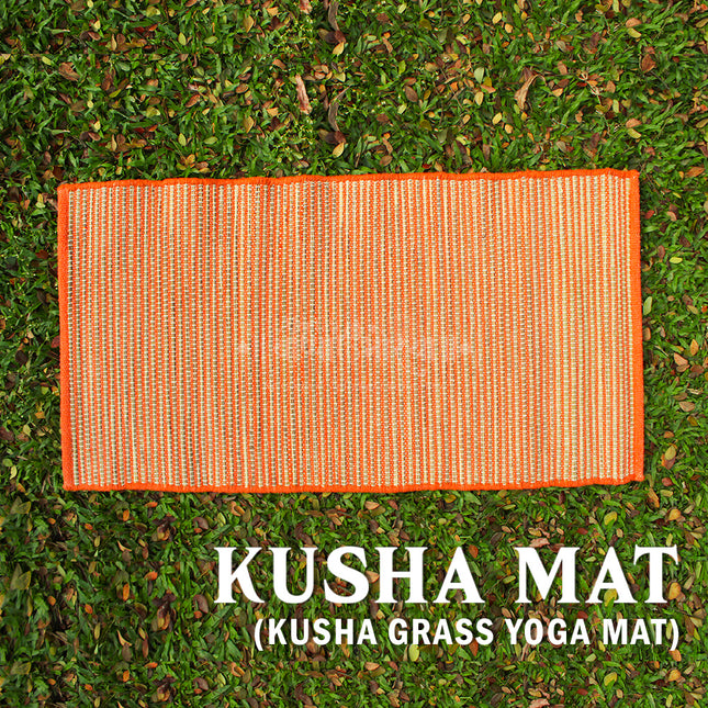 Namasmarana Japa Kusha Grass Pooja Aasan with Cover Sitting Floor Mats, Handmade Aasan for Puja Asan Mandir Meditation Foldable Pooja Sitting Chatai (Big Size)