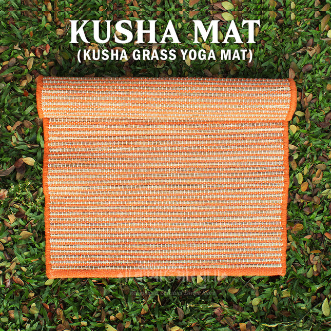 Sacred Kusha Asan (Khusa Aasan) Yoga Mat – Traditional Darbha Grass Mat for Puja, Meditation & Religious Rituals