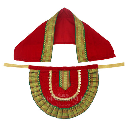Mahalaxmi Kolhapuri Velvet Traditional Dress for Ghatasthapana Guruvar Vrat Puja Festival Shringar for Kalash Sthapana Puja (7 Inch Poshak)