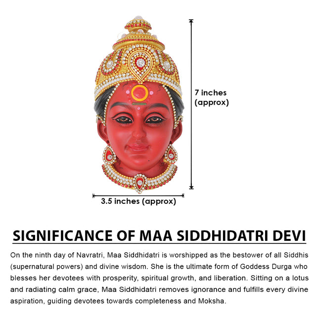 Maa Siddhidatri Devi Face Handcrafted Goddess Mukhavata for Navratri Puja, Durga Puja