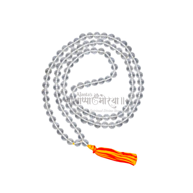 Original Sphatik (Crystal Quartz) Mala –  Beads with Tassel for Mantra Chanting & Spiritual Practice
