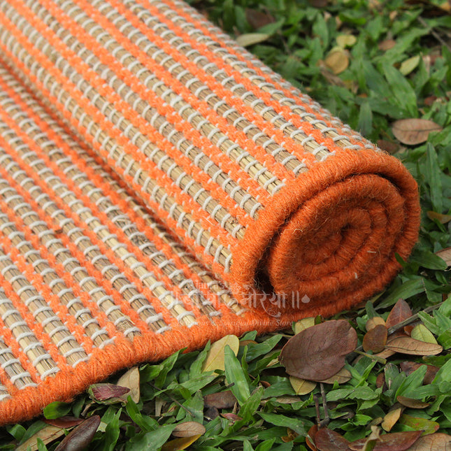 Sacred Kusha Asan (Khusa Aasan) Yoga Mat – Traditional Darbha Grass Mat for Puja, Meditation & Religious Rituals