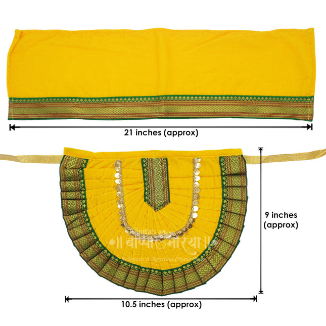 Yellow Velvet Lehanga Dupatta Poshak for Goddess Idol | Navratri & Laxmi Puja Decoration Navratri, Margshirsh (Guruvar), and Laxmi Puja (9 Inch Poshak )