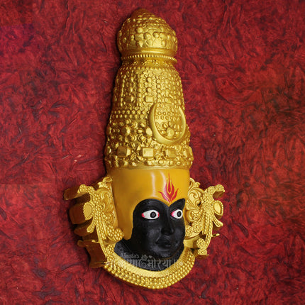 Shaktipeeth Kolhapur Ambabai Devi Face | Artistic  Hand-Painted Mukhavata | Premium Polyresin Fiber Mahalakshmi Swaroop for Vratam & MandirKolhapur Mahalakshmi Margashirsha Vratam Devi Face/Mukhavata for Navratri Puja (11 Inch)
