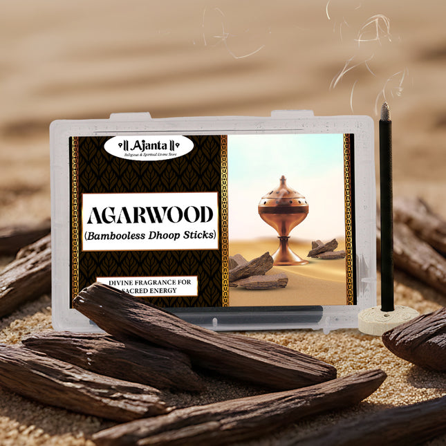 Agarwood (Oud) Bambooless Dhoop Sticks | Natural Incense for Pooja, Meditation & Aromatherapy | Smoke-Free & Long-Lasting