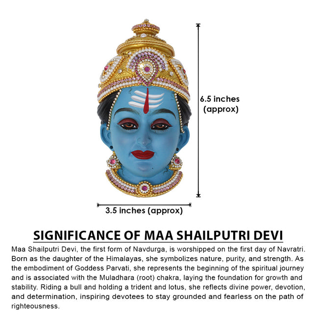 Shailaputri Devi Face Mukut– First Form of Navdurga | Parvati Putri/Sati Shailaja/Hemavati Mukhavata for Puja & Temple Decoration
