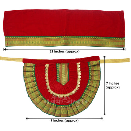 Mahalaxmi Kolhapuri Velvet Traditional Dress for Ghatasthapana Guruvar Vrat Puja Festival Shringar for Kalash Sthapana Puja (7 Inch Poshak)