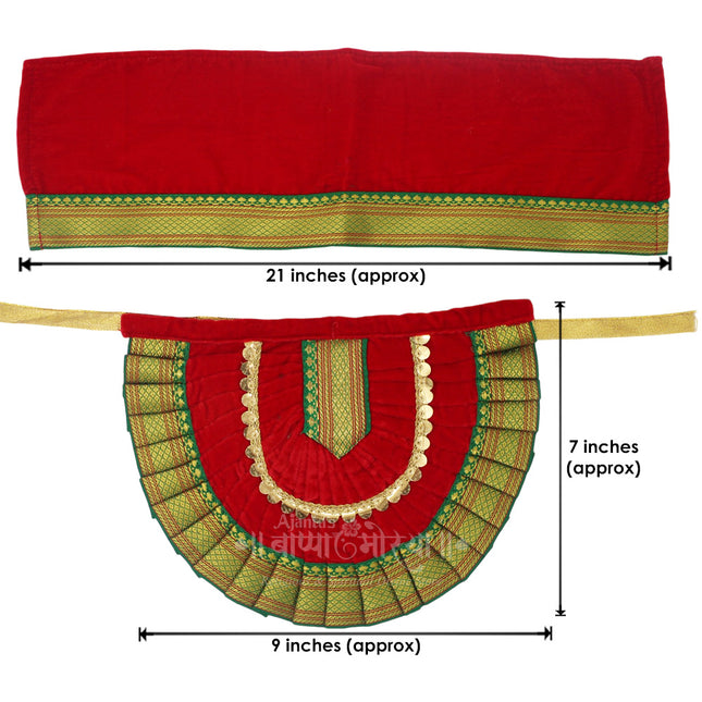 Mahalaxmi Kolhapuri Velvet Traditional Dress for Ghatasthapana Guruvar Vrat Puja Festival Shringar for Kalash Sthapana Puja (7 Inch Poshak)