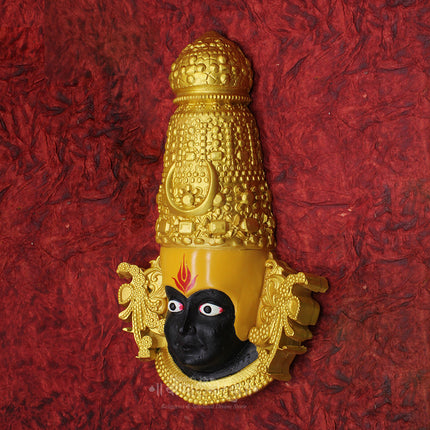 Shaktipeeth Kolhapur Ambabai Devi Face | Artistic  Hand-Painted Mukhavata | Premium Polyresin Fiber Mahalakshmi Swaroop for Vratam & MandirKolhapur Mahalakshmi Margashirsha Vratam Devi Face/Mukhavata for Navratri Puja (11 Inch)