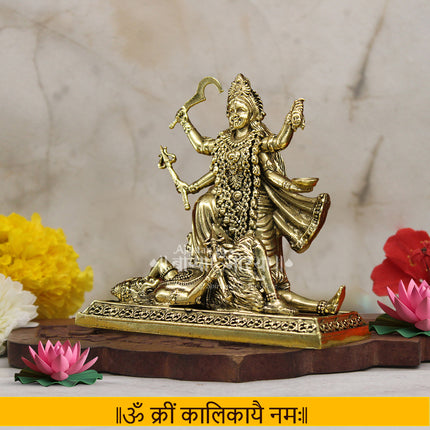 Brass Kali MATA Murti Maha Kaali with Shiva Idol Adi Shakti Ma  Goddess Kali Standing on Lord Shiva for Home, Office Decor, Diwali Pooja, Donation & Gifting Purpose Mahakali Kalika Maa Statue