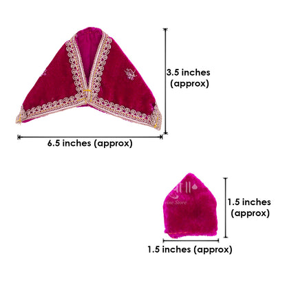 Divine Swami Samarth Pink Velvet Shawl & Topi Set for Small Idol | Premium Embroidered Poshak Vastra for Swami Murti | Sacred Dress for Home Mandir, Guruwar Puja & Festival Shringar (3.5 inch)