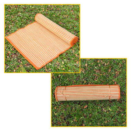 Namasmarana Japa Kusha Grass Pooja Aasan with Cover Sitting Floor Mats, Handmade Aasan for Puja Asan Mandir Meditation Foldable Pooja Sitting Chatai (Big Size)