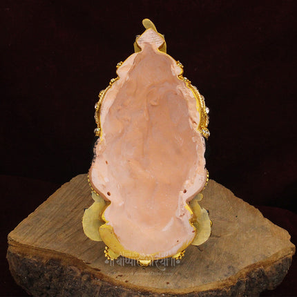 Divine Dhanashree Laxmi Devi Face | Handcrafted Mahalakshmi Mukhavata | Auspicious Decorative Mata Face for Mandir & Margashirsha Puja (7 inch)