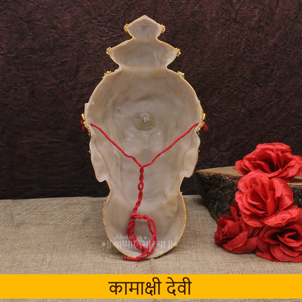 Kamakshi Devi Face  कामाक्षी देवी मुखवटा for Puja | Traditional Handpainted Goddess Face Stone Work  Margashirsha Devi Face Stone Studded Work  Margashish Mukha for  Guruvar Vrath Laxmi Pooja | Temple Traditional Style
