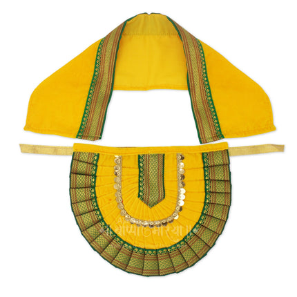Mahalaxmi Kolhapuri Velvet Traditional Dress for Ghatasthapana Guruvar Vrat Puja Festival Shringar for Kalash Sthapana Puja (Yellow, 7(Height) x 9 (Length) Inch)  (7 Inch Poshak )