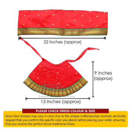 Handcrafted Devi Pooja Dress Poshak –Premium Quality Navratri Margashish Guravar Puja Kalash Sthapna Traditional Wear For Devi Mata  (9 Inch (Poshak Height)  x 13 Inch (Poshak Width) )