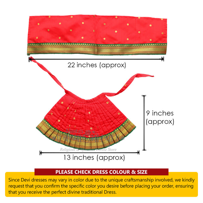 Handcrafted Devi Pooja Dress Poshak –Premium Quality Navratri Margashish Guravar Puja Kalash Sthapna Traditional Wear For Devi Mata  (9 Inch Poshak)