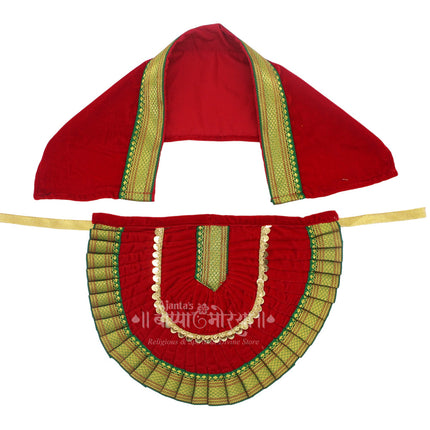 Kolhapuri Mahalaxmi Dress Vastra/Poshak | Kalash Sthapana Margashirsh Puja | Traditional Dress Poshak for Devi Maa Lakshmi for Puja (Red) 9 inch Poshak