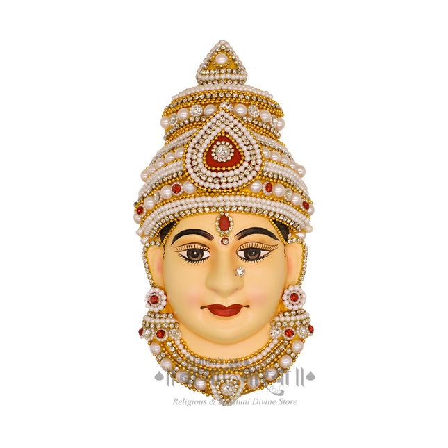 Adimaya Devi Face Mahalaxmi Mukhavata for Spiritual Puja & Navratri Celebrations Shakti Roop Devi Face Mukhota  Festival Puja Decoration