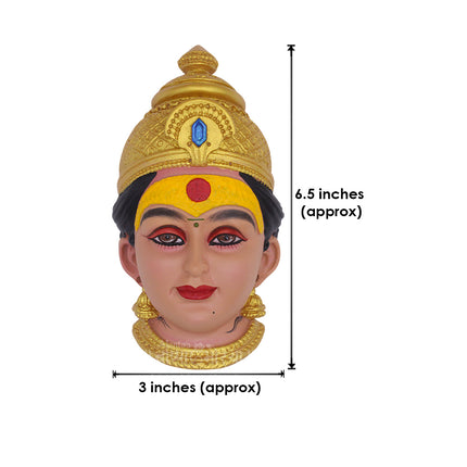 Dhanshree Yellow Madwat Mahalaxmi  Devi Face | Premium Handpainted Goddess Face for Puja | Temple Style Royal Yellow Madwat with Handmade Traditional Design Work Guruvar Vrat Puja | Margashirsha & Navratri Special