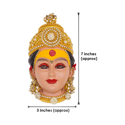 Divine Dhanashree Laxmi Devi Face | Handcrafted Mahalakshmi Mukhavata | Auspicious Decorative Mata Face for Mandir & Margashirsha Puja (7 inch)