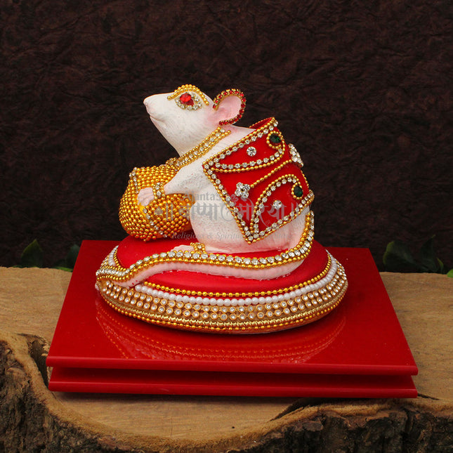 Mushak Idol for Ganpati Pooja | Ganeshji Mooshak/Mushakraj Figurine | Decorative Mouse Idol for Ganesh Chaturthi Decoration | Undir Mama Chuha Mooshik Vahana of Ganpati Statue