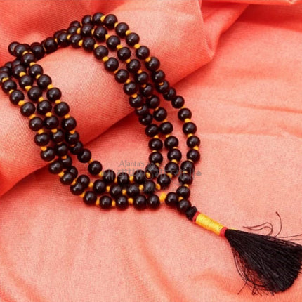 Original Karungali Wood Jaap Mala 108 Beads | Authentic Ebony Black Bead Mala for Meditation, Japa & Spiritual Protection | Unisex Hindu Prayer Rosary Karungali Mala Jaap Mala | 108 Beads Premium Ebony Wood  Natural Black Beads