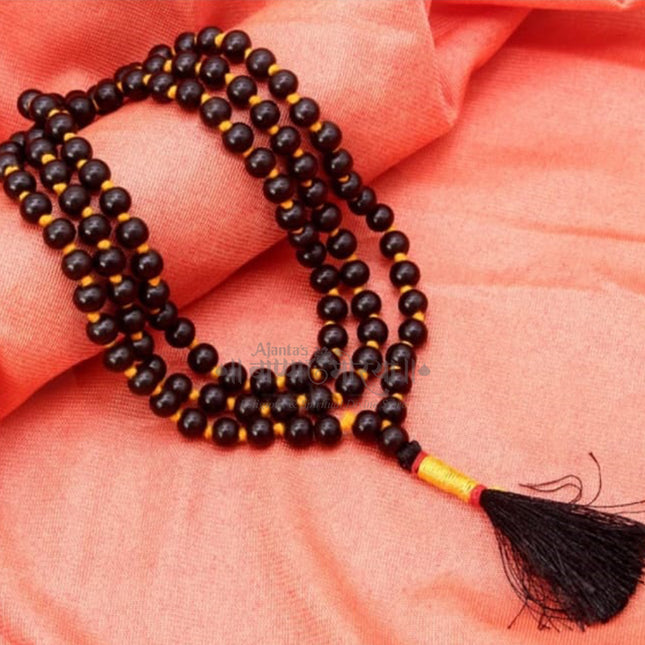 Original Karungali Wood Jaap Mala 108 Beads | Authentic Ebony Black Bead Mala for Meditation, Japa & Spiritual Protection | Unisex Hindu Prayer Rosary Karungali Mala Jaap Mala | 108 Beads Premium Ebony Wood  Natural Black Beads