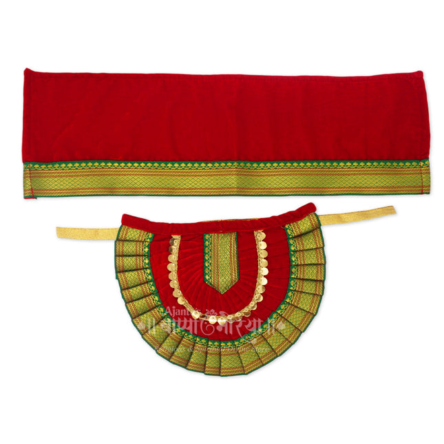 Kolhapuri Mahalaxmi Dress Vastra/Poshak | Kalash Sthapana Margashirsh Puja | Traditional Dress Poshak for Devi Maa Lakshmi for Puja (Red) 6 inch Poshak