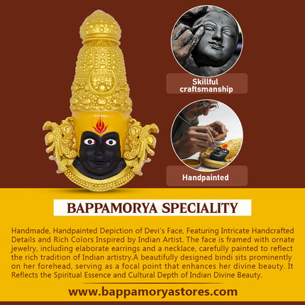 Shaktipeeth Kolhapur Ambabai Devi Face | Artistic  Hand-Painted Mukhavata | Premium Polyresin Fiber Mahalakshmi Swaroop for Vratam & MandirKolhapur Mahalakshmi Margashirsha Vratam Devi Face/Mukhavata for Navratri Puja (11 Inch)