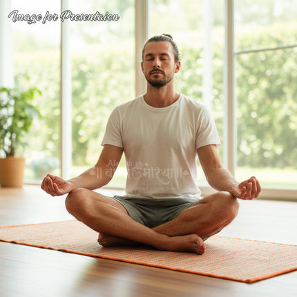 Namasmarana Japa Kusha Grass Pooja Aasan with Cover Sitting Floor Mats, Handmade Aasan for Puja Asan Mandir Meditation Foldable Pooja Sitting Chatai (Big Size)