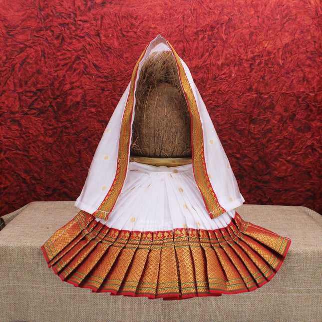 Navratri Mata Rani Devi Poshak for Lakshmi, Durga, Saraswati & Radha | Margashirsha Lakshmi Guruwar Pooja Dress | Kalash Sthapana Shringar Vastra (Size: 7Inch Poshak)