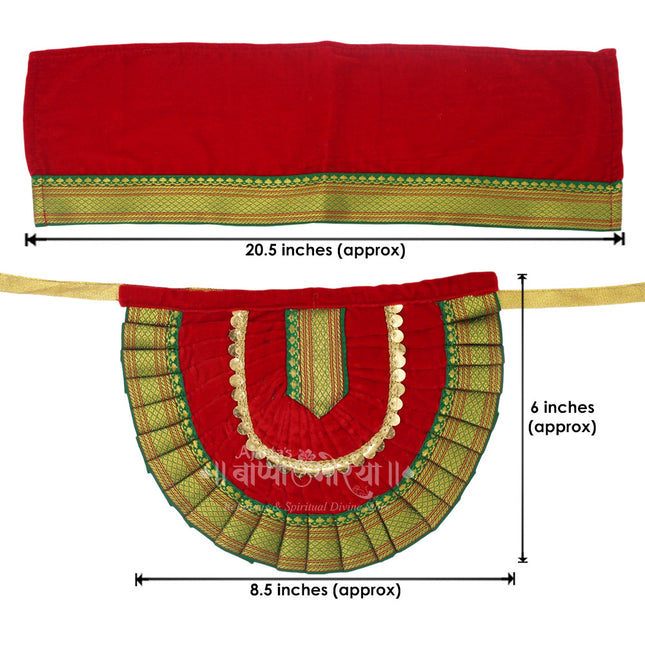 Kolhapuri Mahalaxmi Dress Vastra/Poshak | Kalash Sthapana Margashirsh Puja | Traditional Dress Poshak for Devi Maa Lakshmi for Puja (Red) 6 inch Poshak