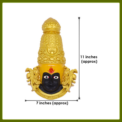 Shaktipeeth Kolhapur Ambabai Devi Face | Artistic  Hand-Painted Mukhavata | Premium Polyresin Fiber Mahalakshmi Swaroop for Vratam & MandirKolhapur Mahalakshmi Margashirsha Vratam Devi Face/Mukhavata for Navratri Puja (11 Inch)